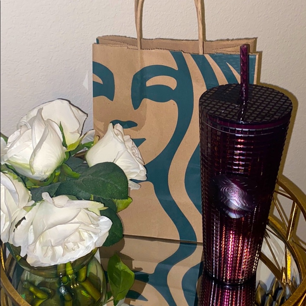 Starbucks Berry Plum Grid Disco Plastic Cold Cup